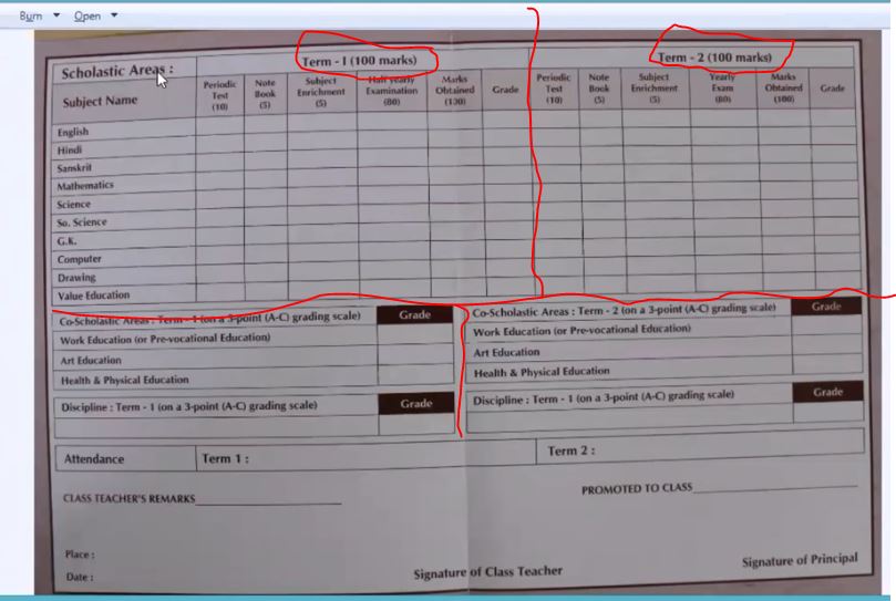 two Sample of An Academic terms report card/ result sheet